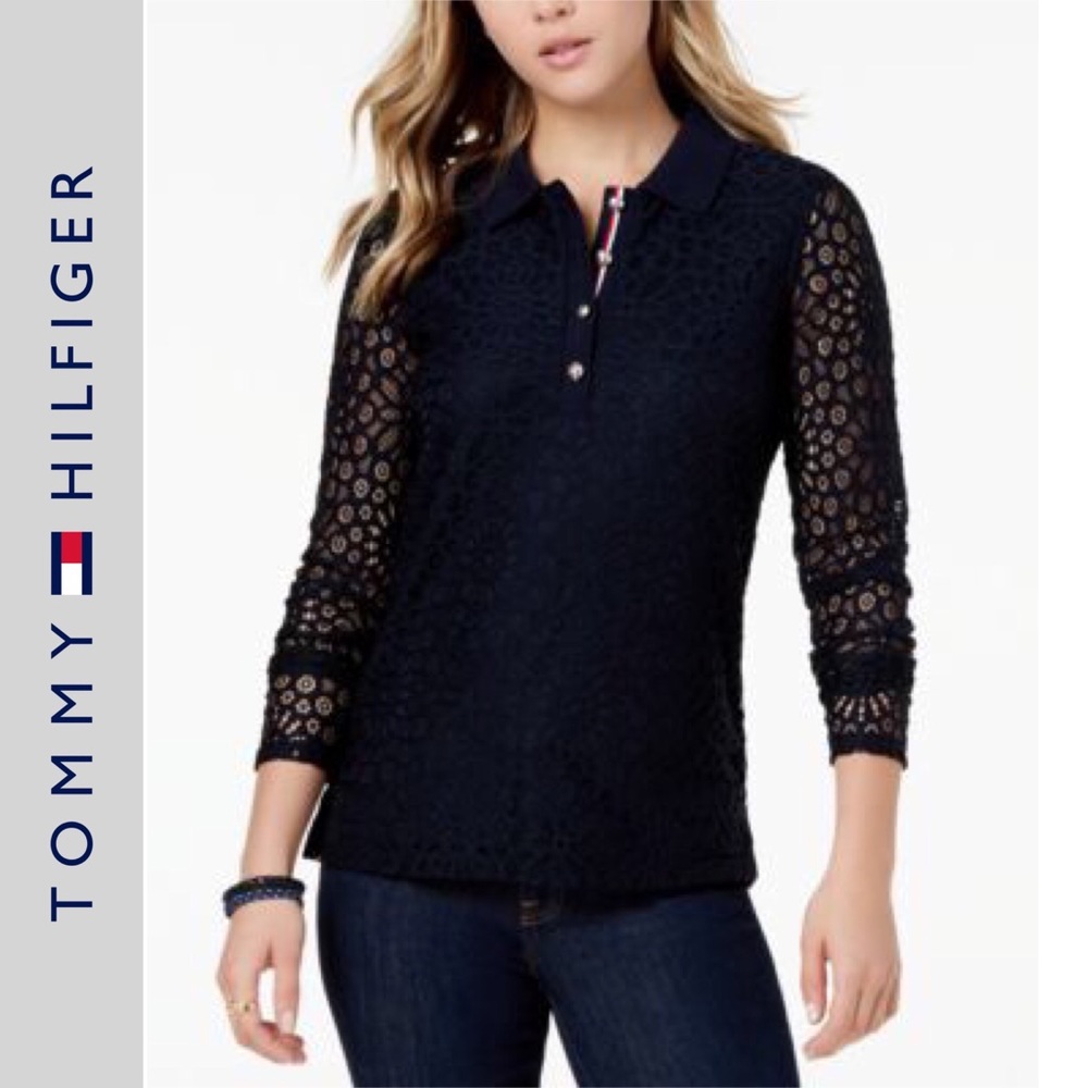 Tommy Hilfiger Blue Lace Polo Top 🆕